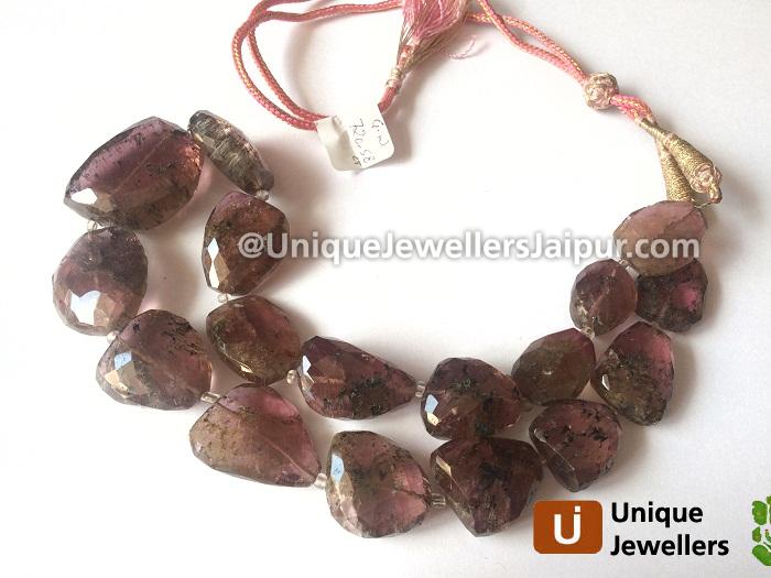 Moss Pink Tourmaline Far Faceted Nugget Beads